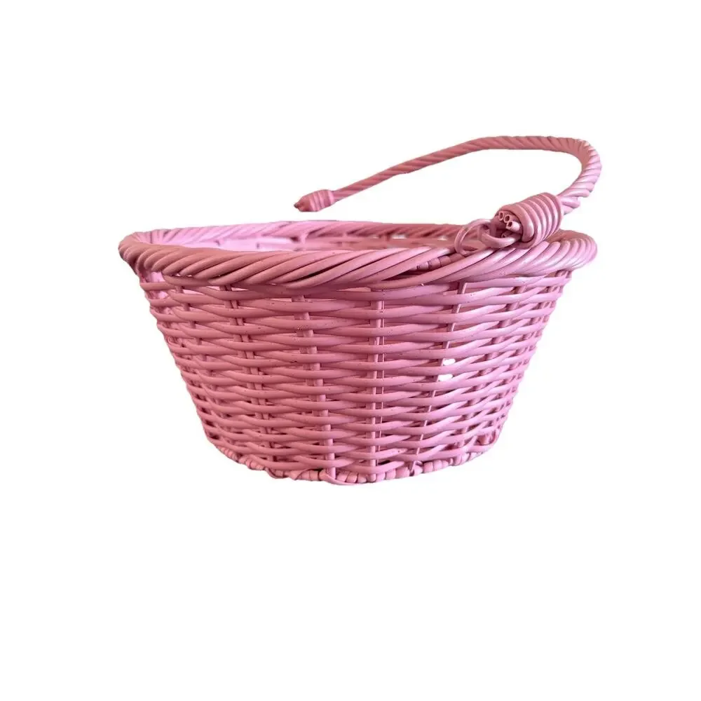 Pink Wicker Easter Basket 11.5” Used Excellent Condition